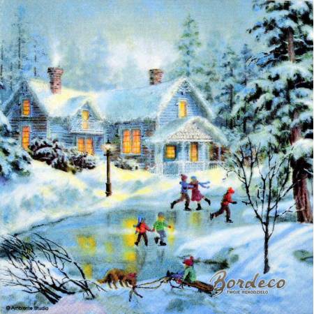 Serwetka decoupage firmy AMBIENTE lodowisko 25x25cm